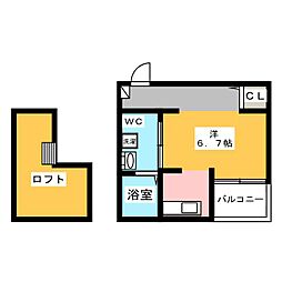 ベーセーベージェー 1Kの間取図画像
