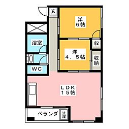 第2三鈴ビル 2LDKの間取図画像