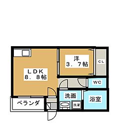 ガルテン 1LDKの間取図画像