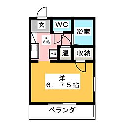 セントラルハイツ2 1Kの間取図画像
