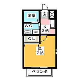 リブレア日比津パークサイドA棟 1Kの間取図画像