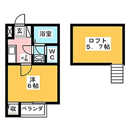 ミレイユ富田 1Kの間取図画像