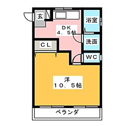 尾関コーポ 1DKの間取図画像