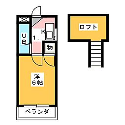 レオパレス本陣第4 1Kの間取図画像