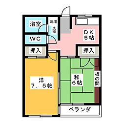 二村マンション 2DKの間取図画像