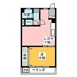 第1三鈴ビル 1DKの間取図画像