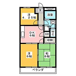 フローレンス豊大 3DKの間取図画像