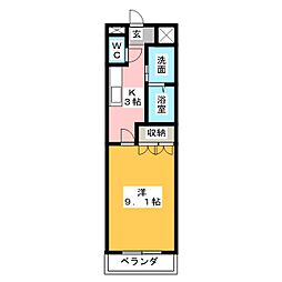 ポラリス 1Kの間取図画像