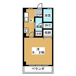 青山マンション 1Kの間取図画像