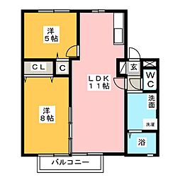 ガーデンガリジェ 2LDKの間取図画像