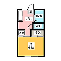 アネックス豊臣B 1Kの間取図画像
