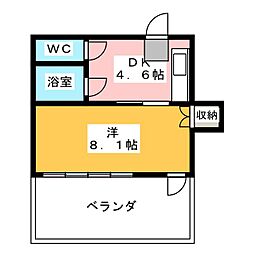 ベルビラ那古野 1DKの間取図画像