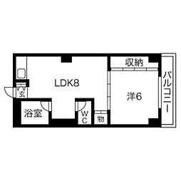 Court本陣 1DKの間取図画像