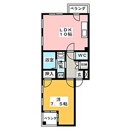 アビタシオン中村 1LDKの間取図画像
