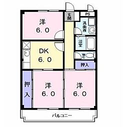 サザンウインドパート3 3DKの間取図画像