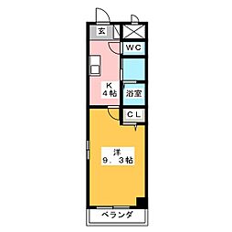 トロアスール 1Kの間取図画像