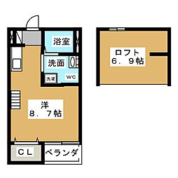 アーク本陣 ワンルームの間取図画像
