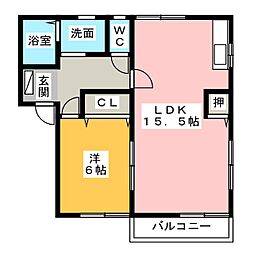 ハイツ紫苑 1LDKの間取図画像
