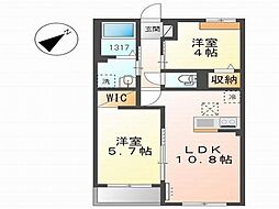 セレーノ 2LDKの間取図画像
