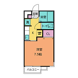 ベル・グランデ・川名 3階1Kの間取り