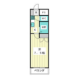 秋の陽の 1Kの間取図画像