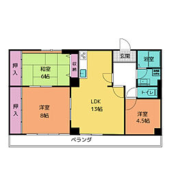 ドミール汐路 3階3LDKの間取り