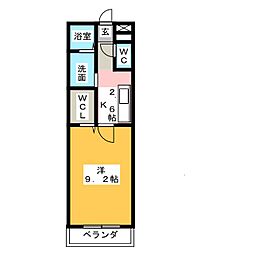 カンパーナ春岡 3階1Kの間取り