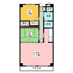 メゾン松月 1階2LDKの間取り