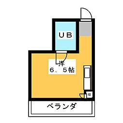ハートイン菊園町 2階ワンルームの間取り
