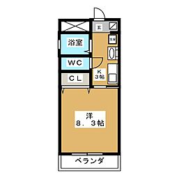 アビテイケダ 2階1Kの間取り