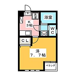 コンフォート川名 1階1Kの間取り