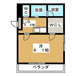 hills　koei 3階1Kの間取り