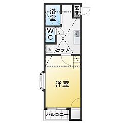 リバティー川名 1Kの間取図画像