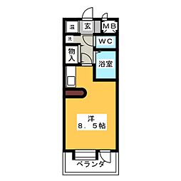 桜山アネックス ワンルームの間取図画像
