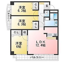プルミエ 3LDKの間取図画像