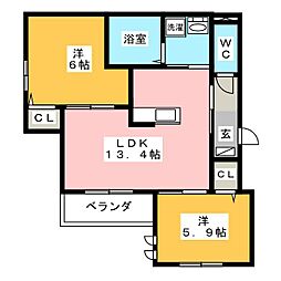 ケイズメゾン 2LDKの間取図画像