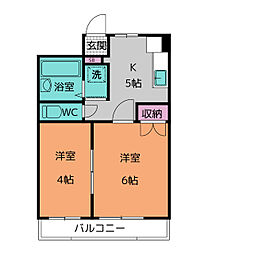 コーポ川原 2DKの間取図画像