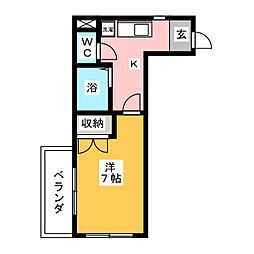ハーモニアス桜山 1Kの間取図画像