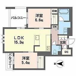オンブール広路 2LDKの間取図画像