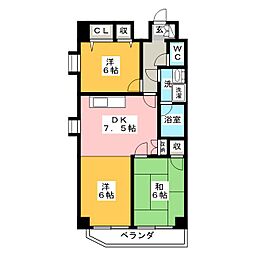 エミネンス石川橋 3DKの間取図画像