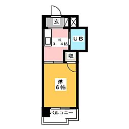 サン・スグモビル 1Kの間取図画像