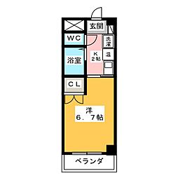 セントラルハイツ安田通 1Kの間取図画像
