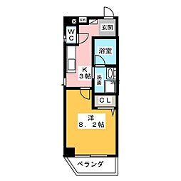 スカイコート阿由知通 1Kの間取図画像