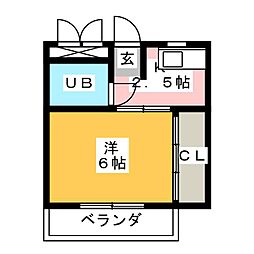 ユーロハイツ川名 1Kの間取図画像