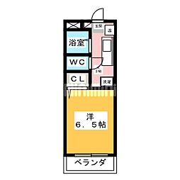 フォレストK2 1Kの間取図画像