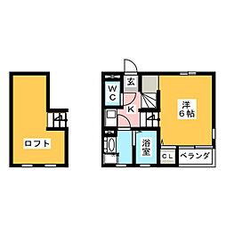 Cuore松実2 1Kの間取図画像