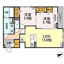 名古屋市昭和区広瀬町1丁目アパート 2LDKの間取図画像