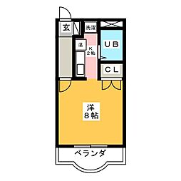 エスポア瑞穂 1Kの間取図画像