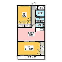 英ハイツ 2LDKの間取図画像