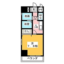 グランツ昭和館 1Kの間取図画像